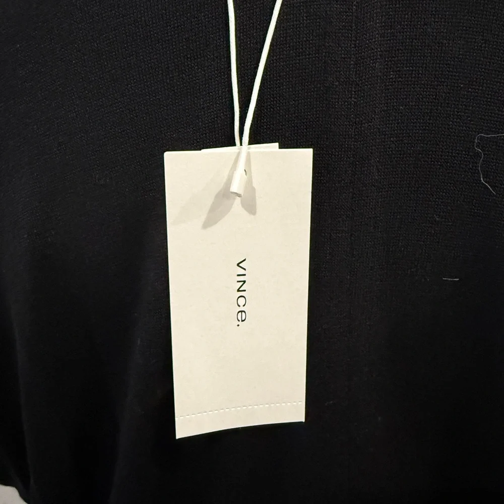 NWT Vince Black V-Neck Short Sleeve Top - Picture 3 of 5